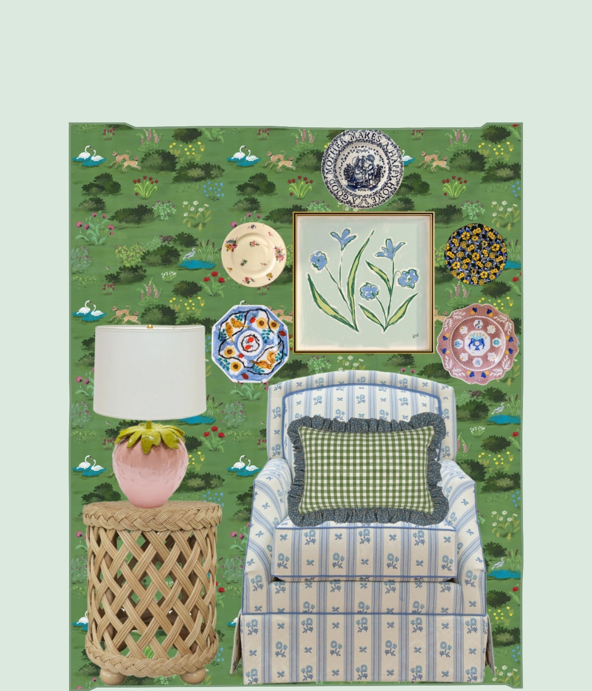 Kiwi + Salvia Ruffle Pillow