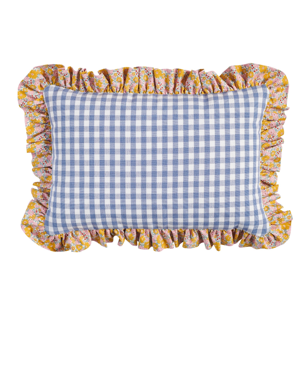 Ann Walters Blue Cabbage + Marigold Ruffle Pillow